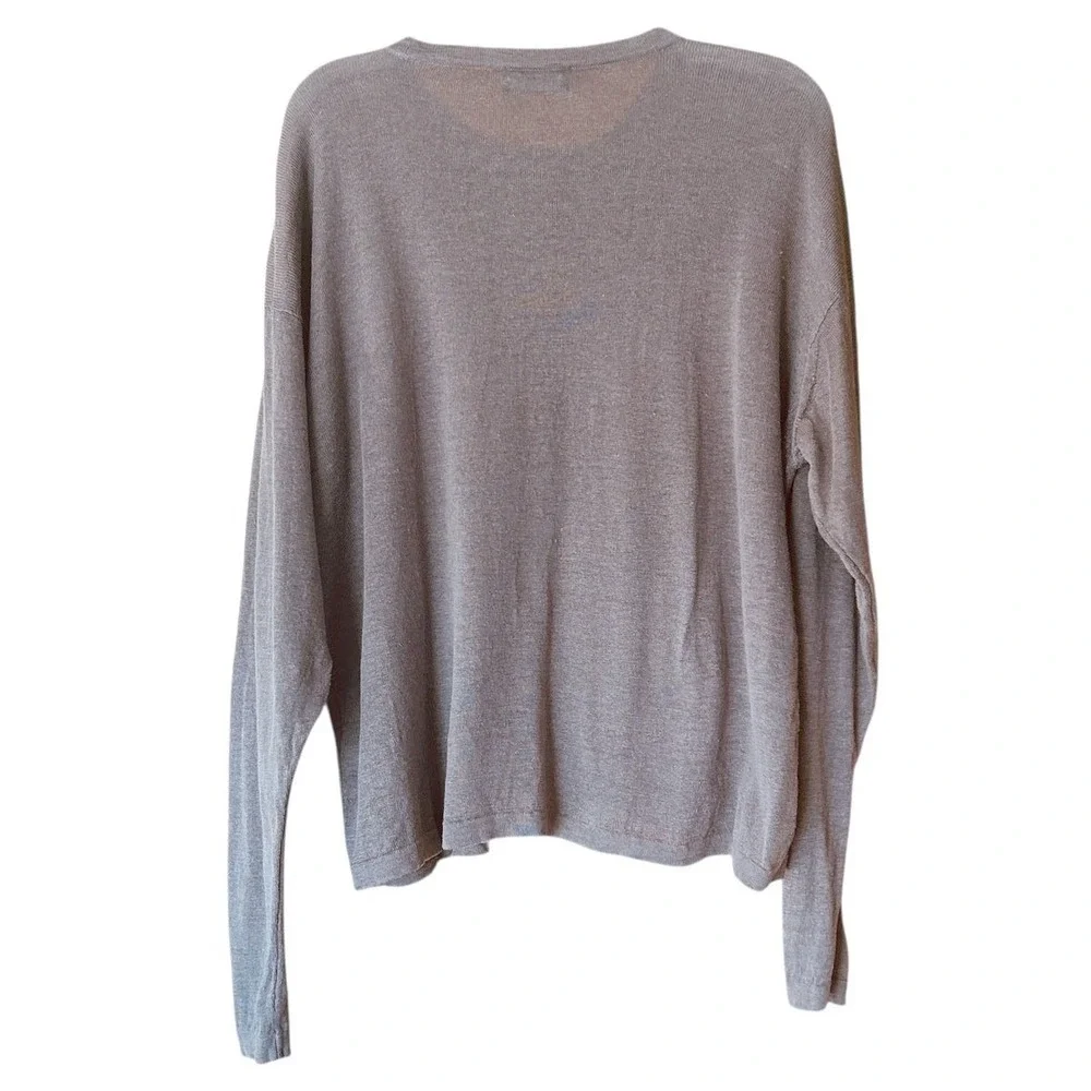 Eskandar Beige Linen Sweater Womens OS Lightweight Boxy Oversized Minimalist